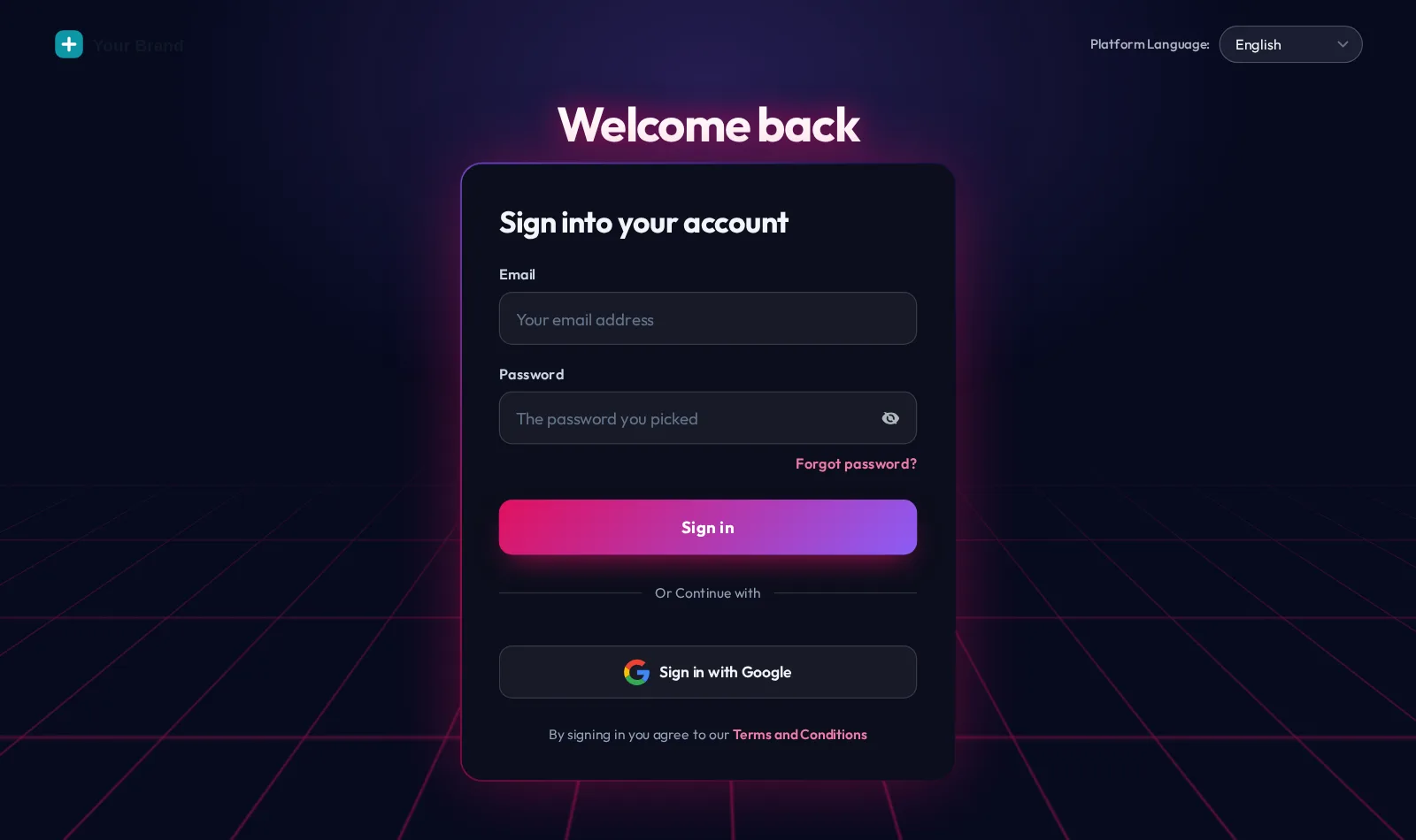 GoHighLevel login page with the animated Neon grid design